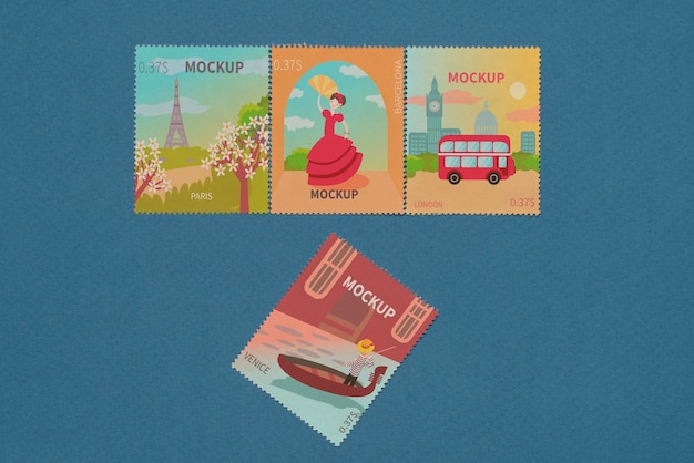 PSD beautiful postage stamp mockup