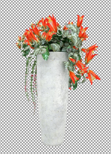 PSD 3dレンダリングで美しい鉢植えの花