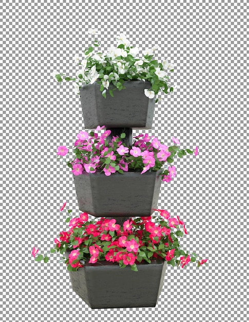 PSD 3dレンダリングで美しい鉢植えの花