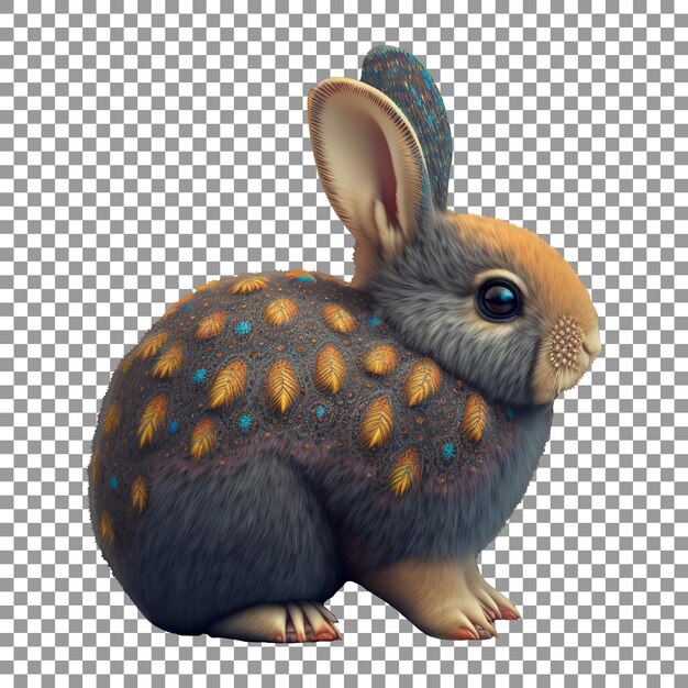 Beautiful rabbit sit on transparent background