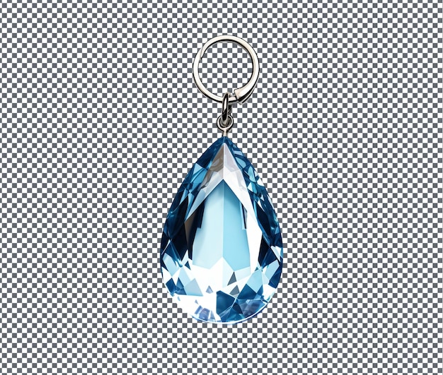 PSD beautiful raindrop shaped crystal keychain isolated on transparent background