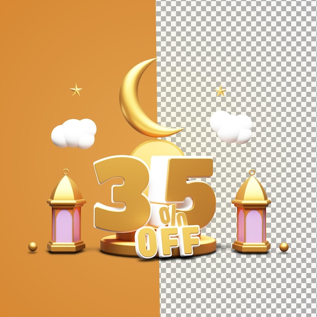 Beautiful ramadan 35 percent off 3d render isolated