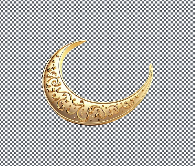 Beautiful ramadan crescent moon isolated on transparent background