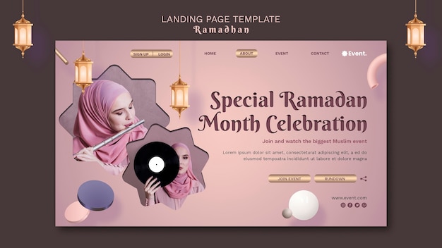 PSD beautiful ramadan landing page template