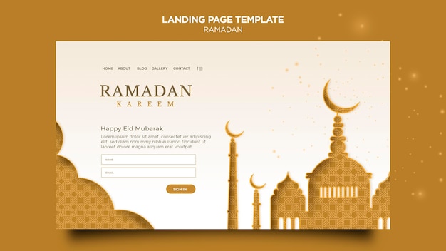 Bellissimo modello di pagina di destinazione del ramadan