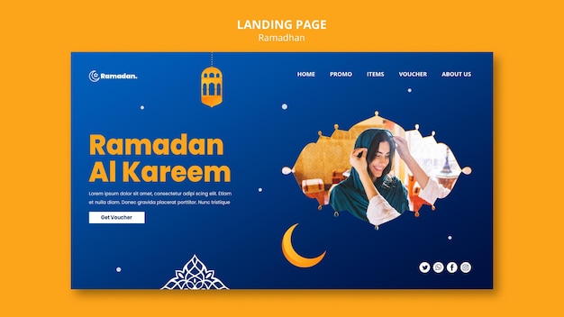 PSD bellissimo modello di pagina di destinazione del ramadan