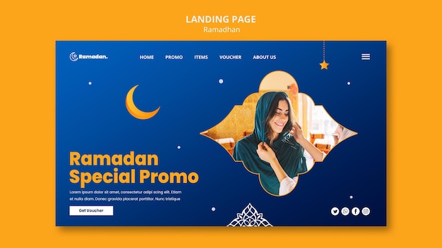 Bellissimo modello di pagina di destinazione del ramadan