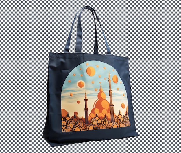 Beautiful ramadan themed tote bag isolated on transparent background