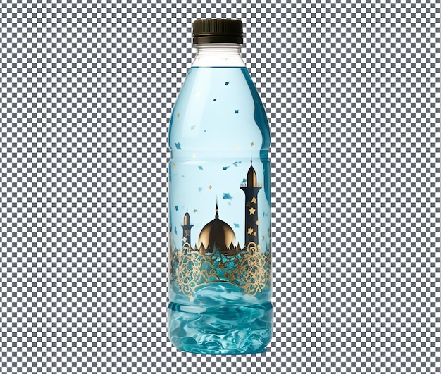 PSD beautiful ramadan themed water bottle isolated on transparent background