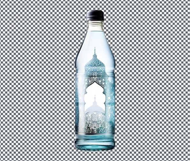 Beautiful ramadan themed water bottle isolated on transparent background