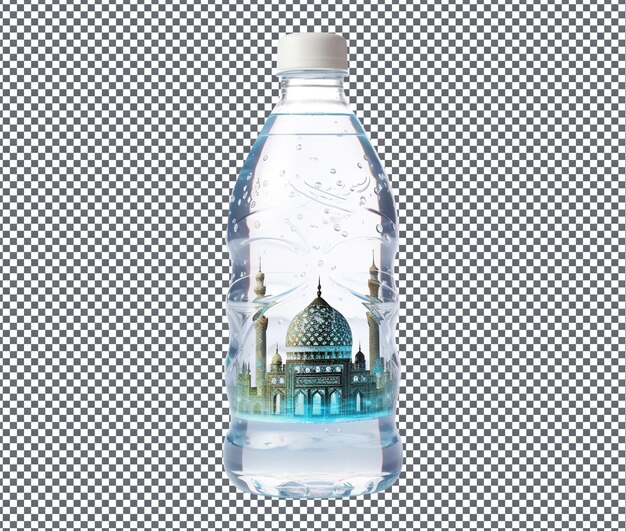 Beautiful ramadan themed water bottle isolated on transparent background