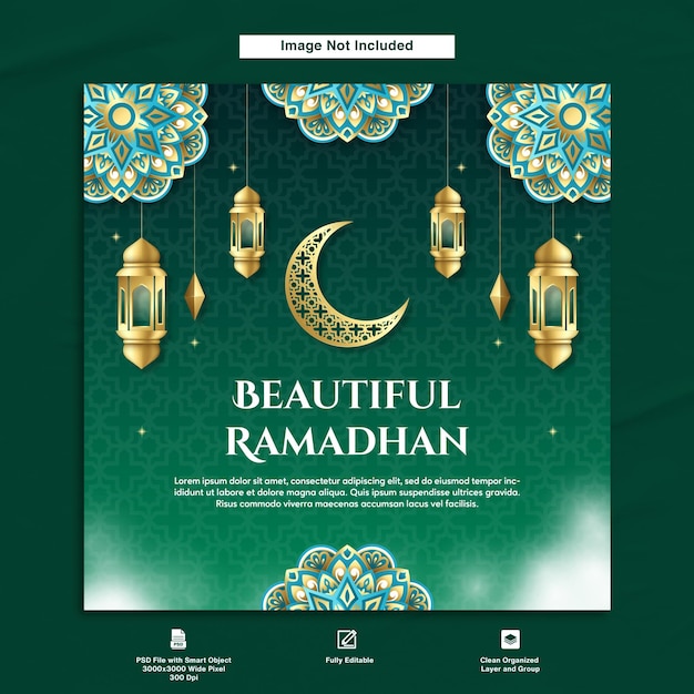 PSD bellissimo modello di biglietto di auguri dal design elegante ramadhan