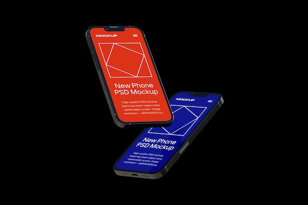 PSD beautiful realistic smartphone screen mockup for branding identity presentation isolated closeup
