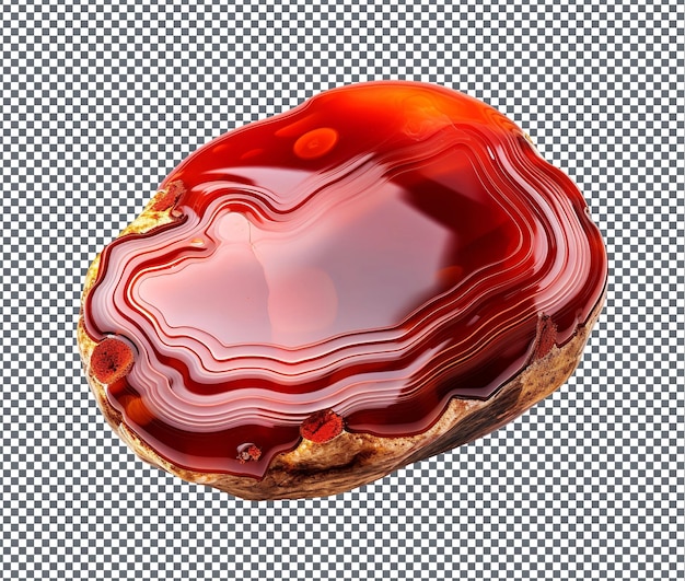 Beautiful red agate isolated on transparent background