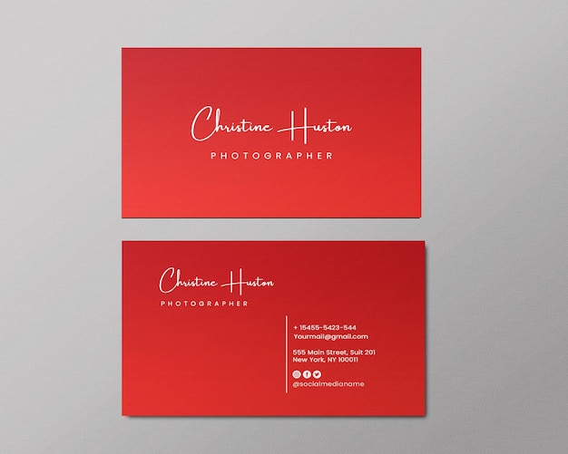 PSD beautiful red background business card template design