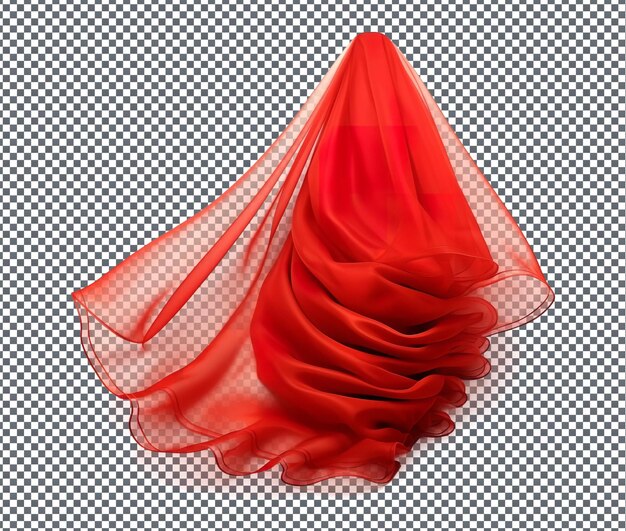 Beautiful red bridal veil isolated on transparent background