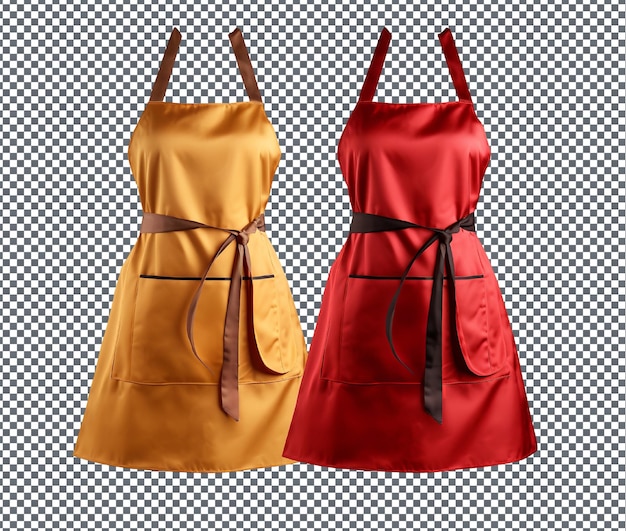 Beautiful red and gold aprons isolated on transparent background
