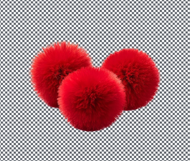 PSD beautiful red pom poms isolated on transparent background