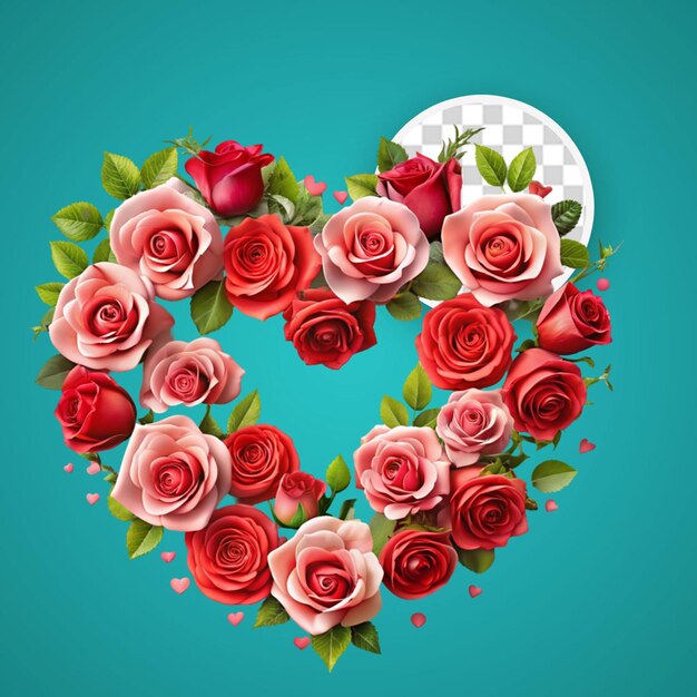 PSD beautiful red roses frame valentine day and copy space
