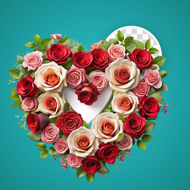 PSD beautiful red roses frame valentine day and copy space