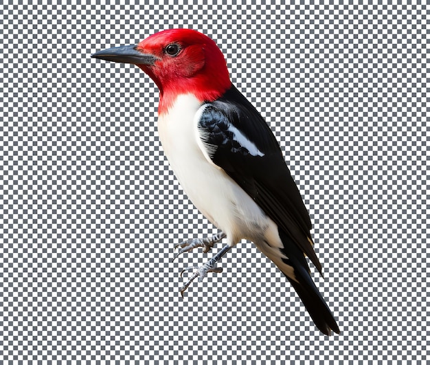 PSD beautiful redheaded woodpecker isolated on transparent background