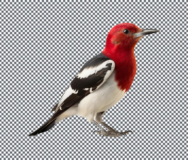 Beautiful redheaded woodpecker isolated on transparent background