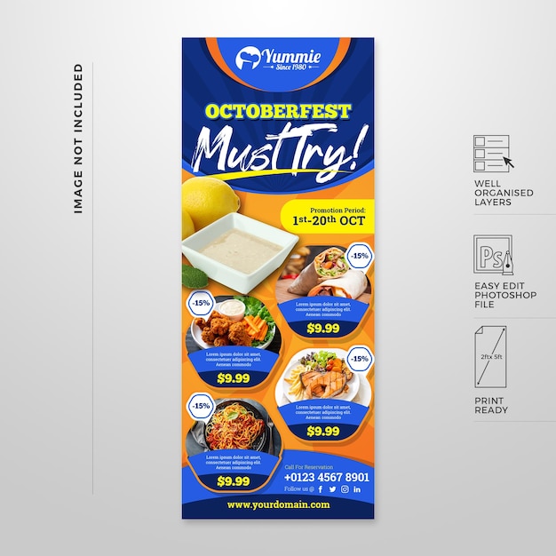 Bellissimo banner verticale per ristorante 2 piedi x 5 piedi