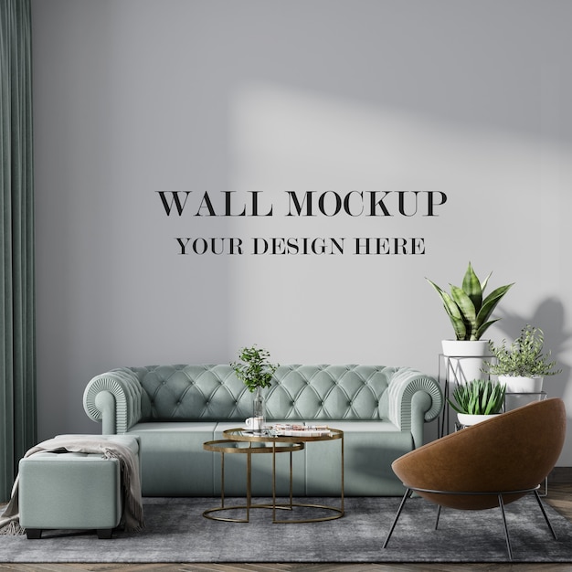 Beautiful room with empty wall mockup