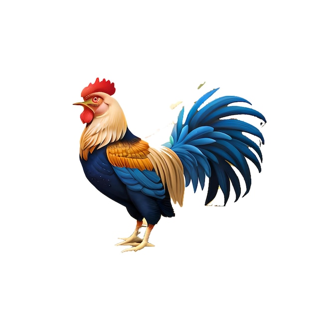 PSD beautiful rooster cartoon icon image