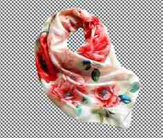 PSD beautiful rose patterned silk scarf isolated on transparent background