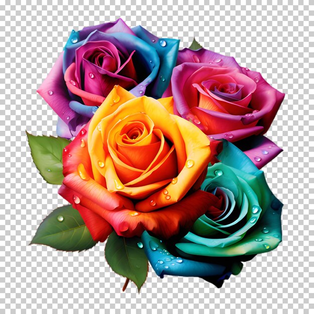 PSD beautiful roses bouquet on transparent background