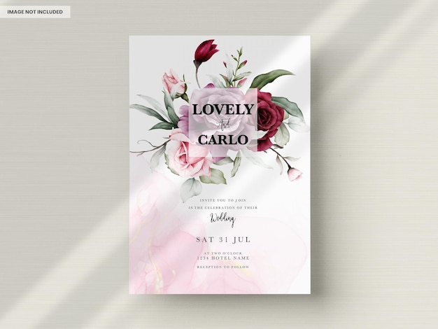 Beautiful roses wedding invitation card set