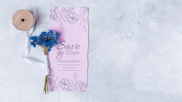 PSD beautiful save the date card mockup