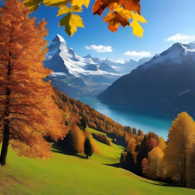 Beautiful scenery in the autumn season aigenerated