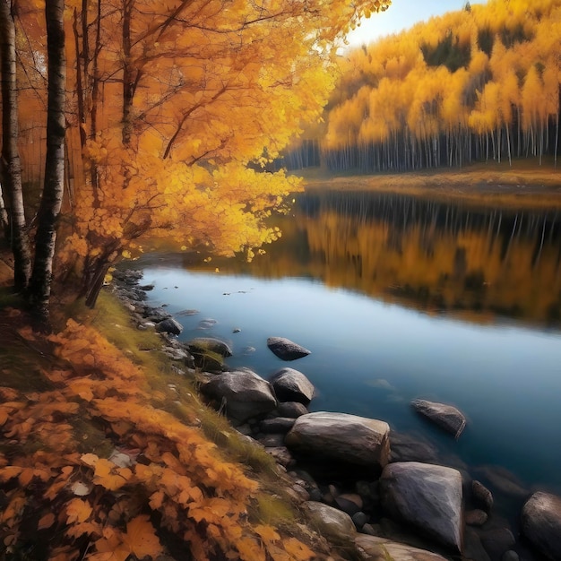 Beautiful scenery in the autumn season aigenerated