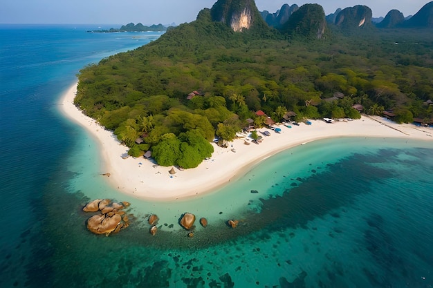 PSD bel paesaggio di spiaggia e isola