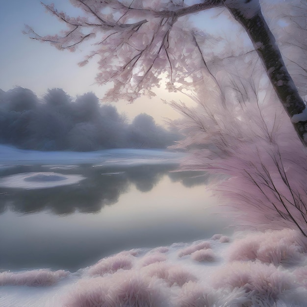 Bellissimo scenario di un lago ghiacciato aigenerated