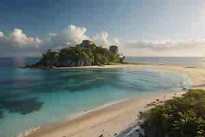 PSD ビーチと島の美しい風景