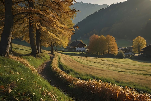 PSD 秋の山と森の美しい風景