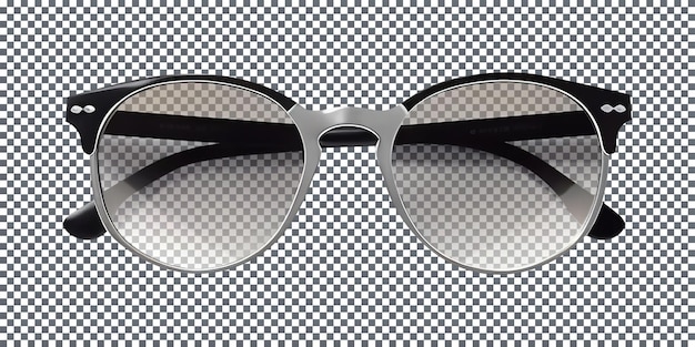 beautiful silver and black summer sun glasses on transparent background