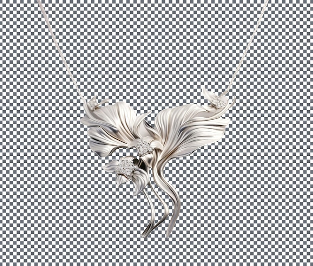beautiful silver necklace isolated on transparent background