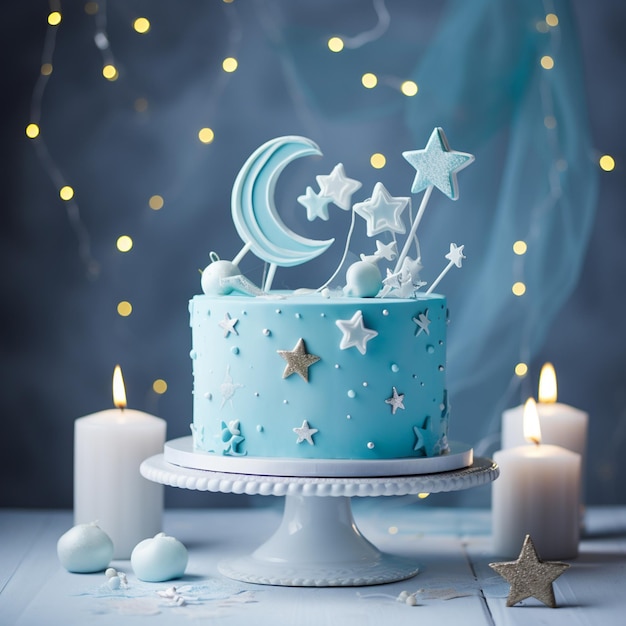 Beautiful sky blue color cake decorating