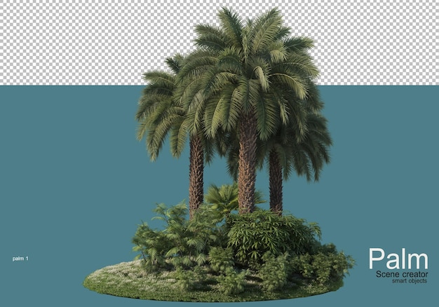 Bello piccolo rendering di piantagioni di palme