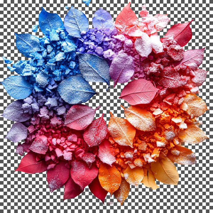 PSD beautiful snow spray stencils isolated on transparent background