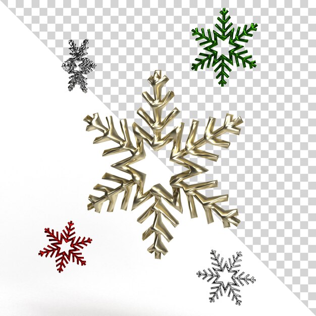 PSD beautiful snowflake realistic render isolated