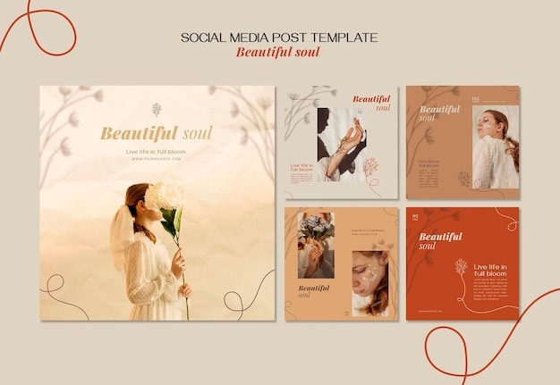 PSD beautiful soul ad social media post template