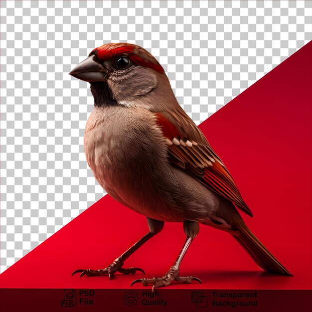 Beautiful sparrow isolated on transparent background or red include png file