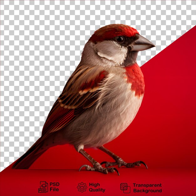 Beautiful sparrow isolated on transparent background or red include png file