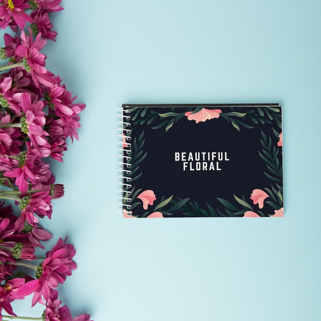 PSD beautiful spiral notepad mockup