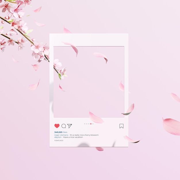 PSD beautiful spring, cherry blossom background with pink background